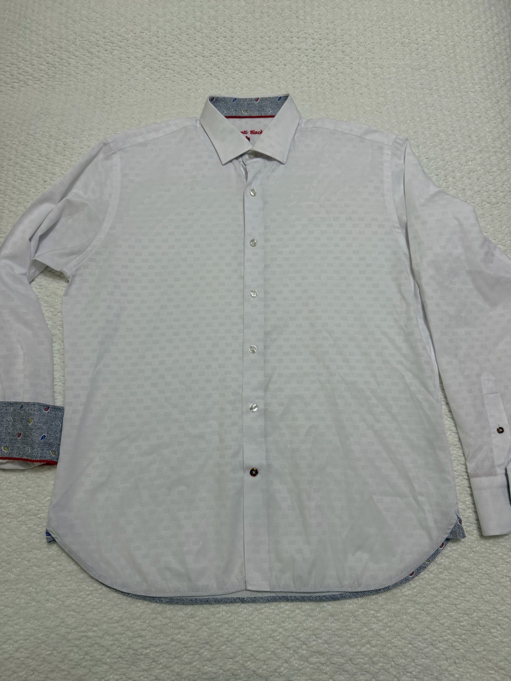 Luchiano Visconti Black White Cotton Blend Long Sleeve Button Down Men’s Large